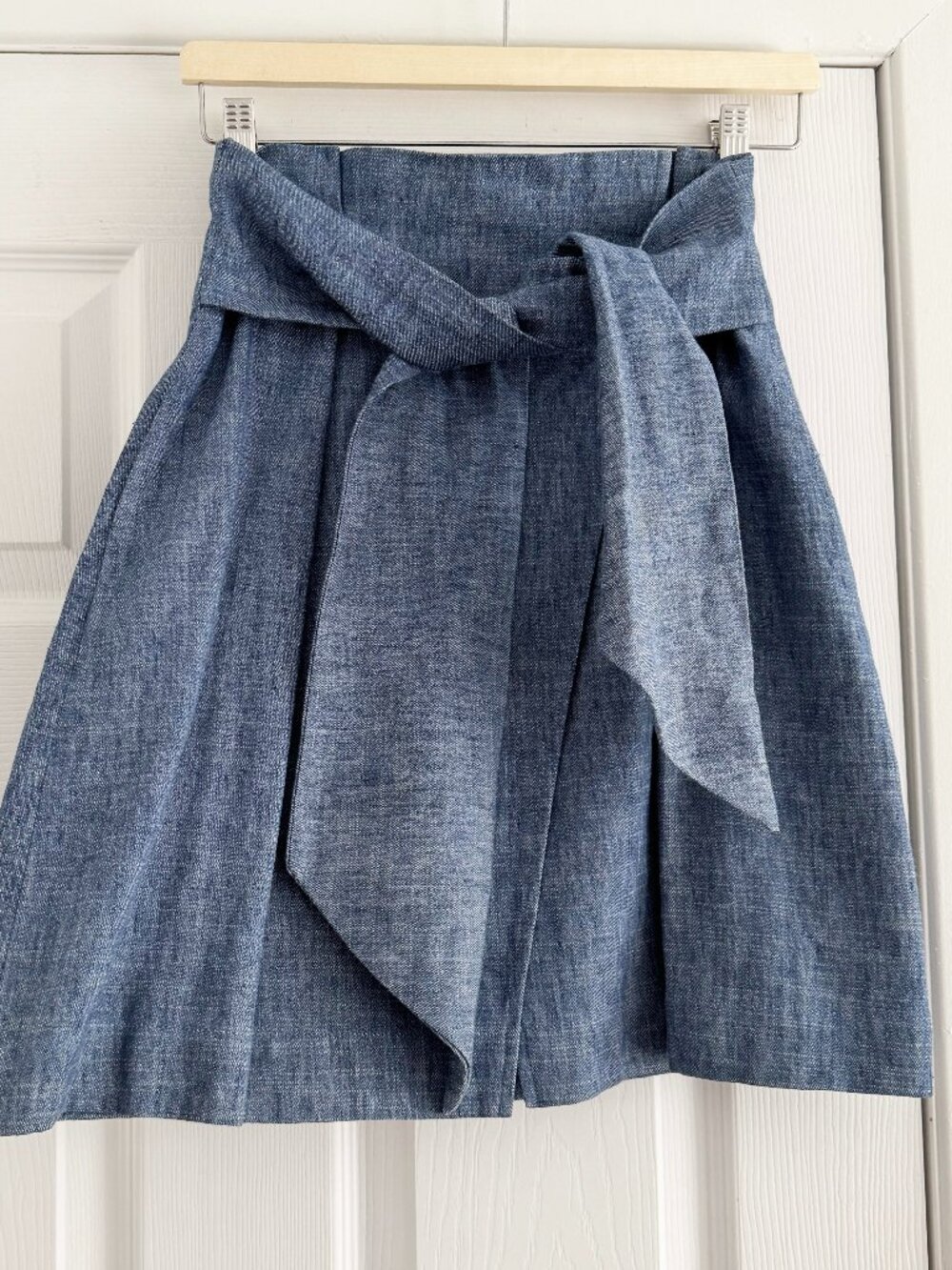 MSGM Cotton Linen Chambray Wrap Skirt, size 40IT (fits like XS/S)